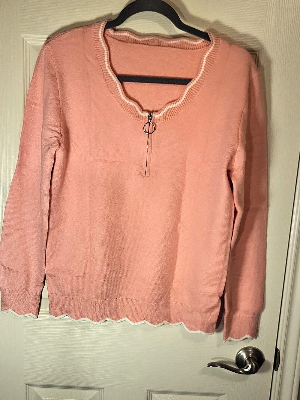 Pink Zip Neck Sweater Size Medium Like New